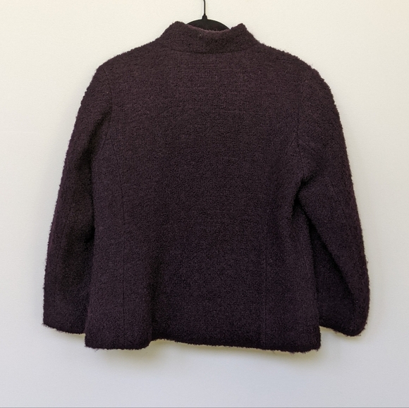 Eileen Fisher Women’s Italian Wool Boucle Jacket Size PM Purple Eggplant Classic - Picture 6 of 6